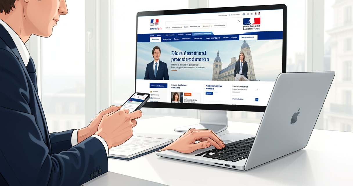 Personne connectée à Mon Compte Formation sur son ordinateur et smartphone, création de compte CPF étape par étape