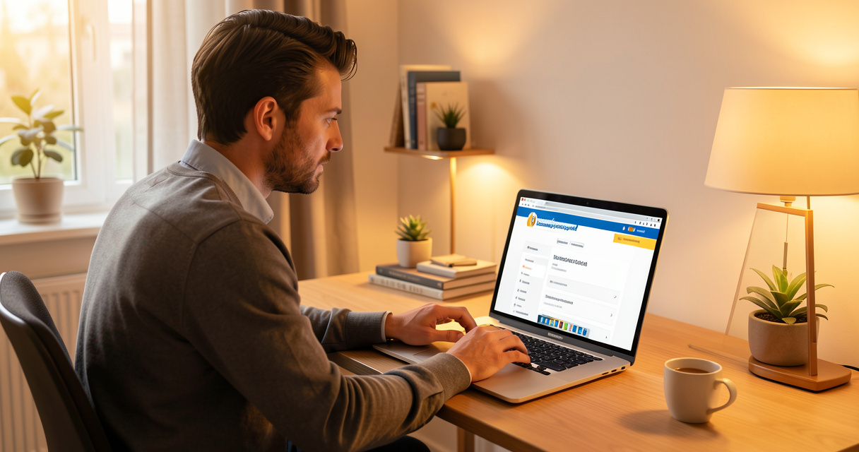 Personne consultant son compte personnel de formation CPF sur un ordinateur à son domicile
