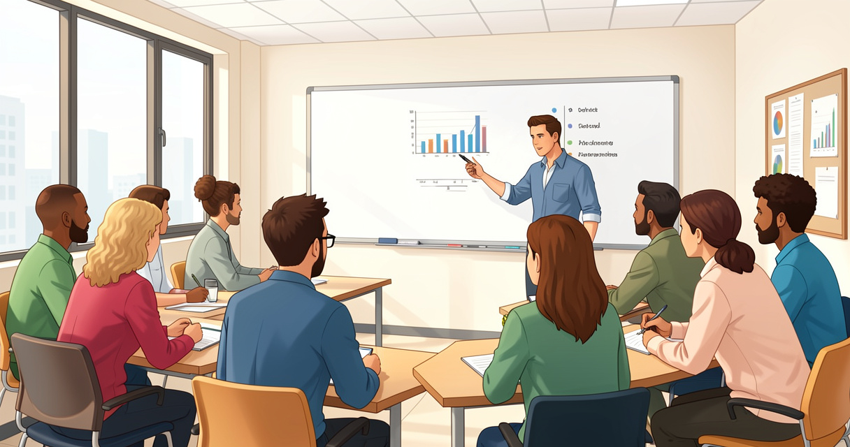 Session de formation professionnelle en salle avec formateur et participants certifiée par le CPF