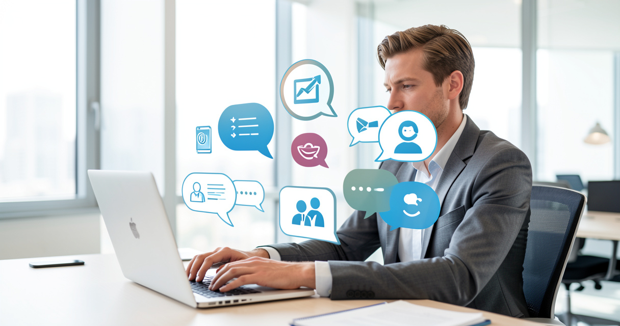 Professionnel suivant une formation d'anglais professionnel à distance sur ordinateur portable
